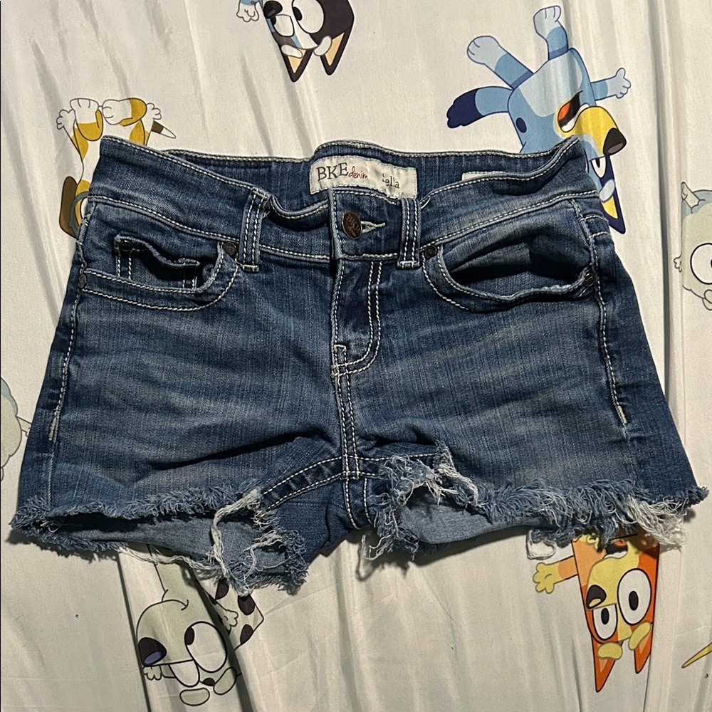 BKE Women's Distressed Blue Jean Shorts
